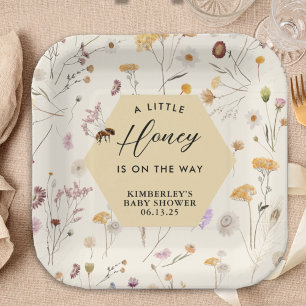 Assiettes En Carton Un petit miel Genre Neutre Baby shower d'abeilles