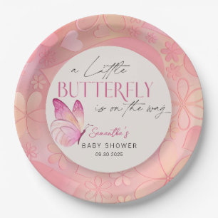 Assiettes En Carton Un petit papillon est sur le Baby shower Way