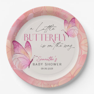 Assiettes En Carton Un petit papillon est sur le Baby shower Way