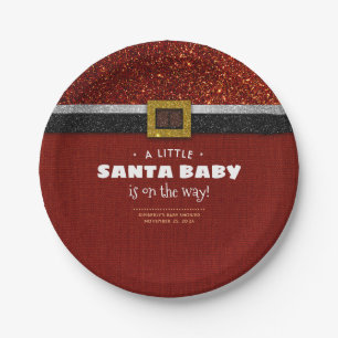 Assiettes En Carton Un petit Père Noël Baby est sur le chemin Baby sho
