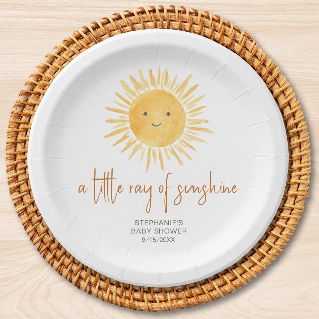 Assiettes En Carton Un Petit Rayon De Baby shower Soleil (Créateur téléchargé)