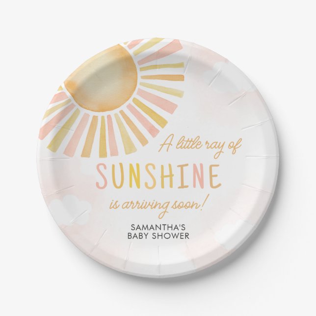 Assiettes En Carton Un petit rayon de soleil Baby shower (Devant)