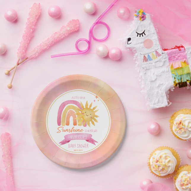 Assiettes En Carton Un petit rayon de soleil Baby shower fille (Fête)