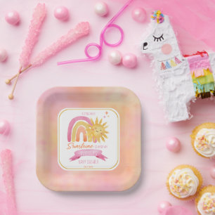 Assiettes En Carton Un petit rayon de Sunshine Girl Baby shower papier