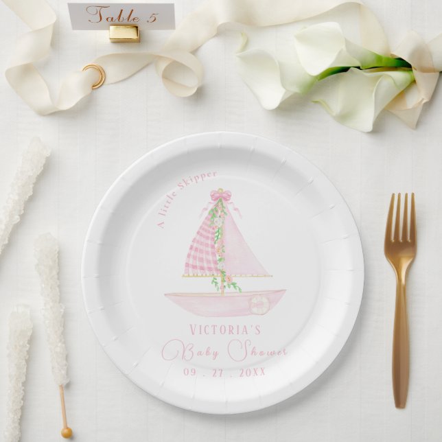 Assiettes En Carton Un Petit Skipper Baby shower Rose (Mariage)