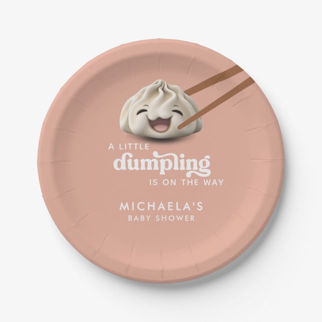 Assiettes En Carton Un Peu De Dumpling Est En Chemin Baby shower (Devant)