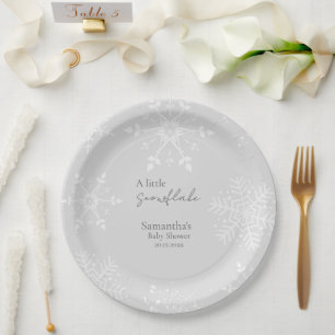 Assiettes En Carton Un peu gris Baby shower Snowflake