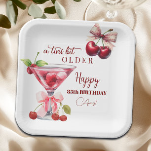 Assiettes En Carton Un peu plus âgé Chic Cherry Martini 85e anniversai