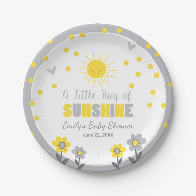 Assiettes En Carton Un rayon de soleil Plaques de papier Baby shower   (Devant)