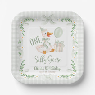 Assiettes En Carton Un Ruban Floral Vert d'une Oie Idiote pour un 1er 