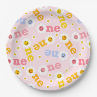 Assiettes En Carton Un sourire premier anniversaire Daisy Pastel Girls