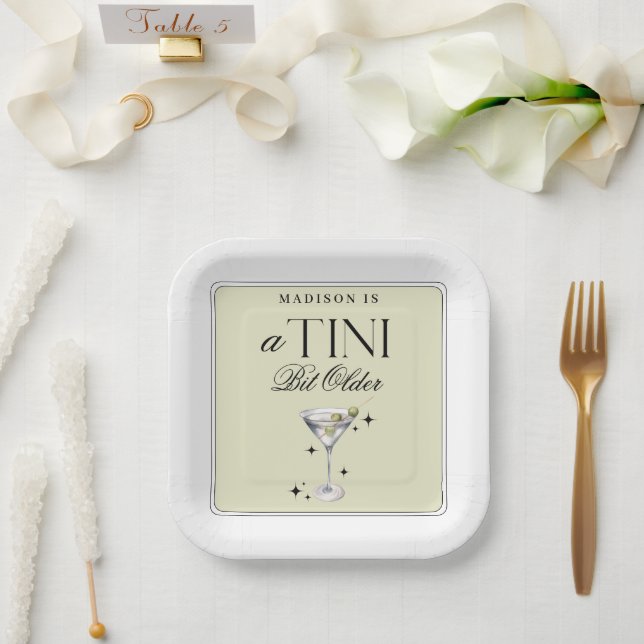 Assiettes En Carton un Tini Bit plus vieux Martini Olive Anniversaire (Mariage)