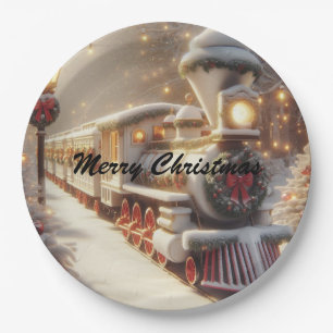 Assiettes En Carton Un train de Noël magique pour Wonderland