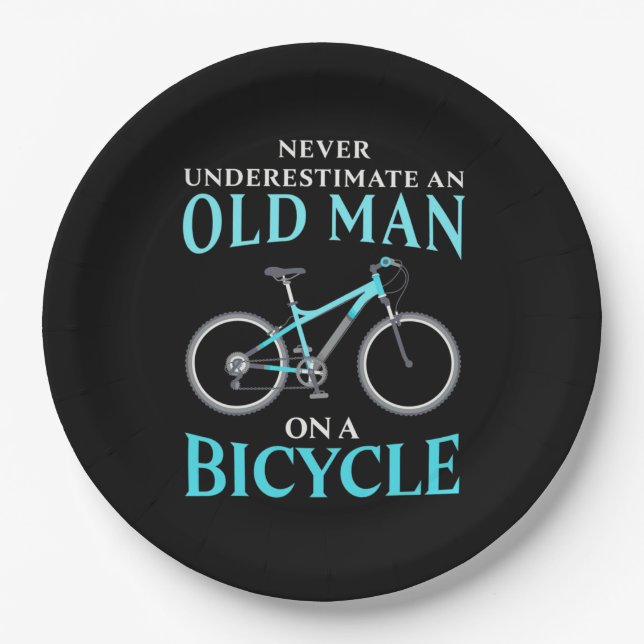 Assiettes En Carton Un Vieux Homme À Vélo (Devant)