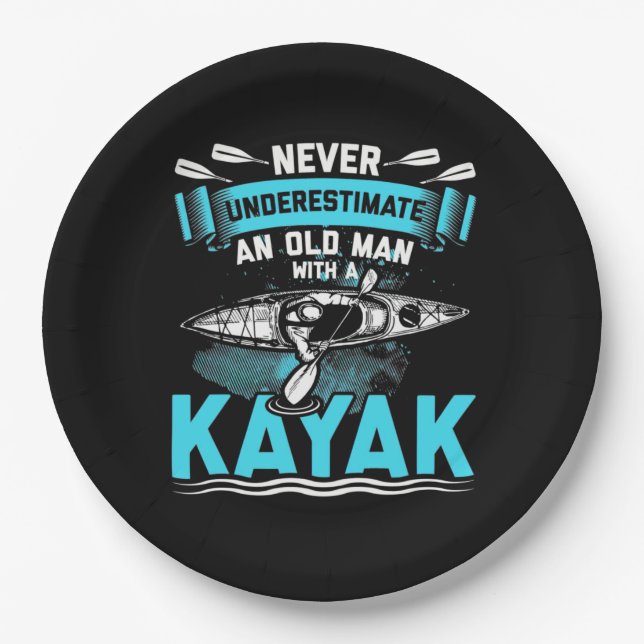 Assiettes En Carton Un Vieux Homme Avec Un Kayak (Devant)