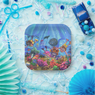 Assiettes En Carton Under the Sea
