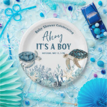 Under the Sea Blue Ahoy It's a Boy Baby Shower