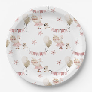 Assiettes En Carton Une Aquarelle d'oie d'anniversaire Vintage