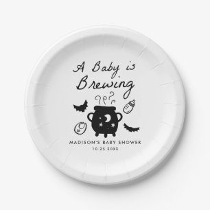 Assiettes En Carton Une Baby Shower Halloween "Un bébé est en train de