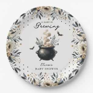 Assiettes En Carton Une Baby Shower Halloween 'Un bébé est en train de