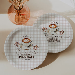 Assiettes En Carton Une Baby Shower sur le thème du café en préparatio