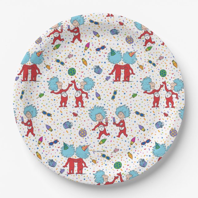 Assiettes En Carton Une chose deux Motif de fête (Devant)