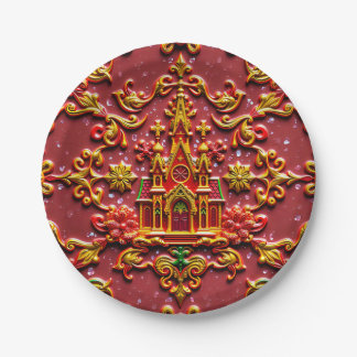 ASSIETTES EN CARTON UNE ÉGLISE VINTAGE ~ MÊME ~