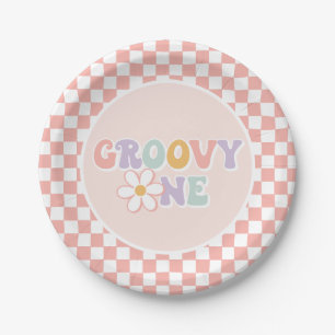 Assiettes En Carton Une fille Super Pink Daisy Checker