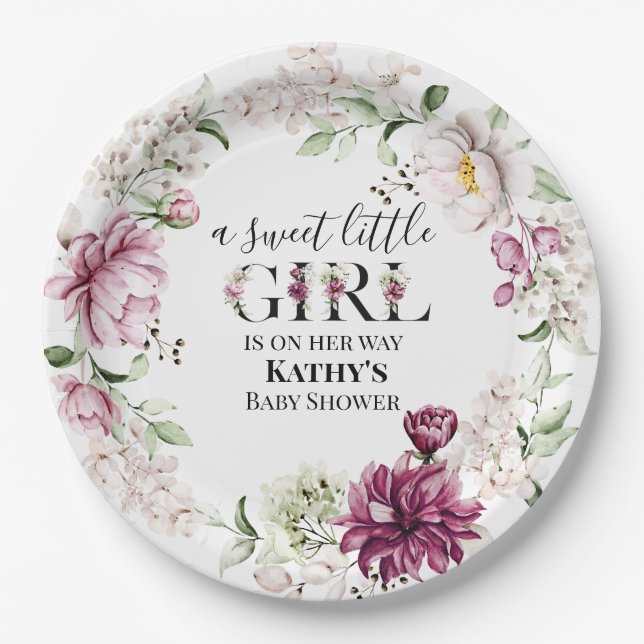 Assiettes En Carton Une jolie petite fille Baby shower plaque de papie (Devant)