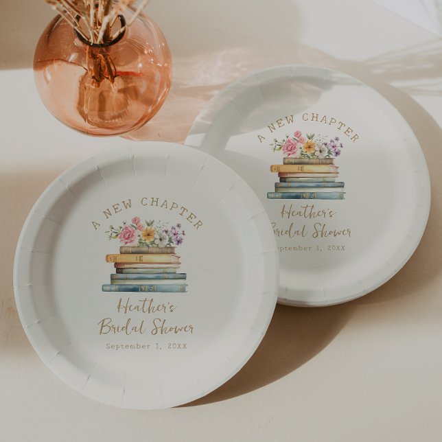 Assiettes En Carton Une nouvelle Fête des mariées de livre de chapitre (A New Chapter Books Wildflower Bridal Shower Paper Plates by Painted Paperie
)