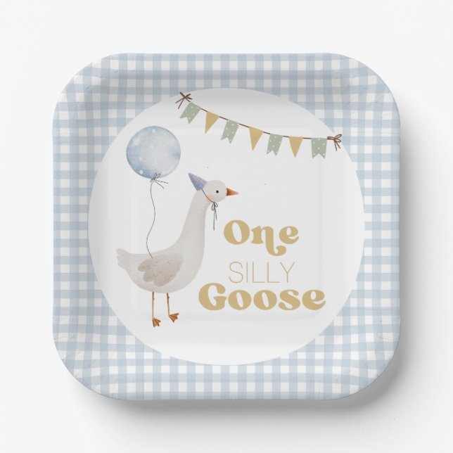 Assiettes En Carton Une oie sotte 1er anniversaire (Recto)
