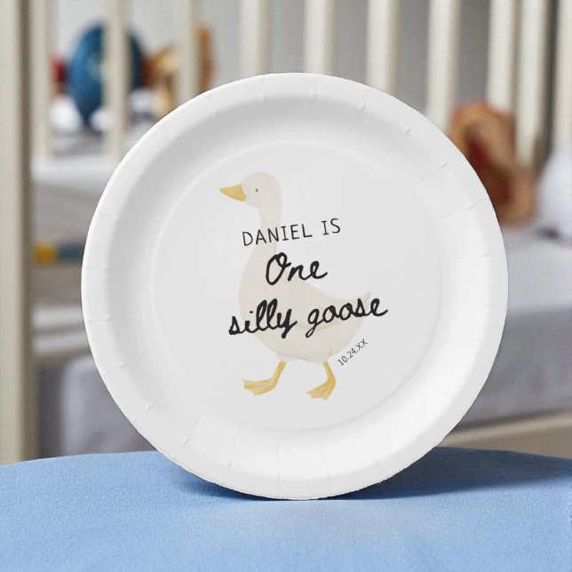 Assiettes En Carton Une oie sotte 1er fête d'anniversaire Favoriser (Créateur téléchargé)