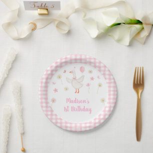 Assiettes En Carton Une oie sotte printemps rose marguerite premier an
