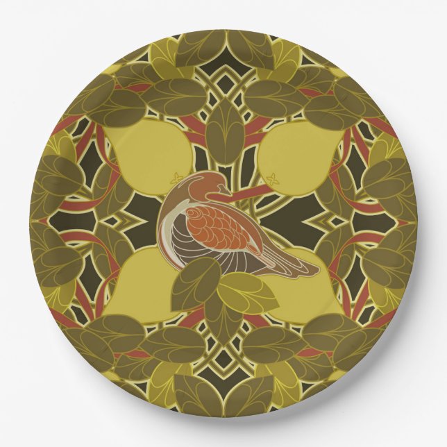 Assiettes En Carton Une Perdrix Dans Une Plaque En Papier Poirier (Devant)
