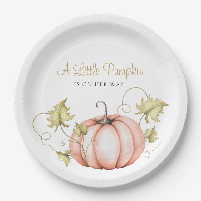 Assiettes En Carton Une petite aquarelle Baby shower Citrouille (Devant)