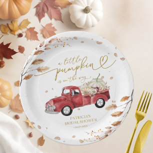 Assiettes En Carton Une petite Baby Shower de camion rouge automnal po