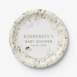 Assiettes En Carton Une petite Baby Shower Fleur Sauvage Wildflower