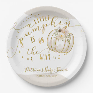 Assiettes En Carton Une petite citrouille arrive Élégante Baby Shower