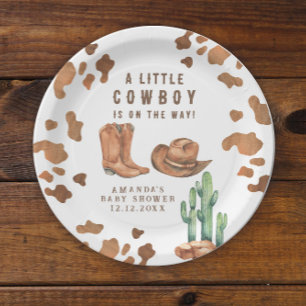 Assiettes En Carton Une petite cowboy arrive Baby Shower 