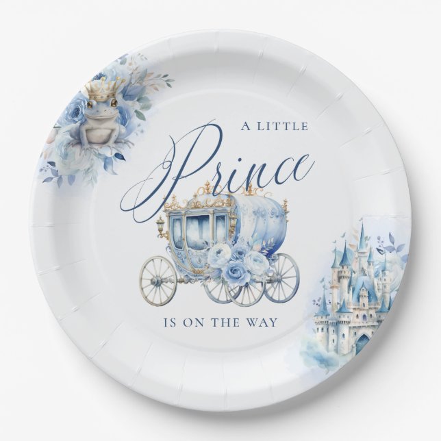 Assiettes En Carton Une petite douche bleu Prince Royal (Devant)