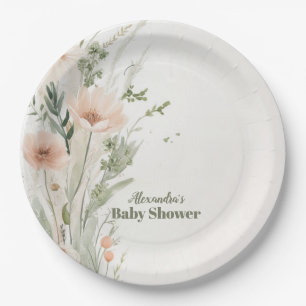Assiettes En Carton Une petite fille à la fleur sauvage Baby Shower