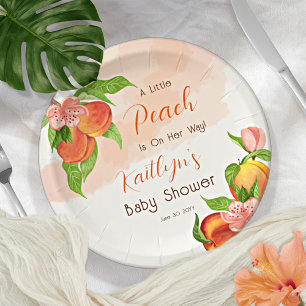 Assiettes En Carton Une Petite Pêche Est En Chemin Fille Baby shower