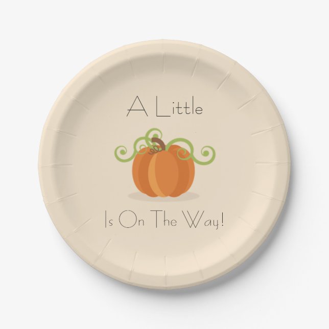 Assiettes En Carton Une Petite Plaque Baby shower Citrouille (Devant)