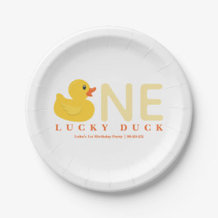 Assiettes En Carton Une plaque d'anniversaire de canard chanceux   Duc