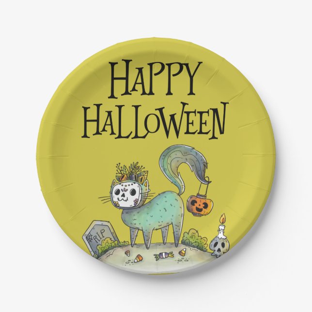 Assiettes En Carton Une plaque papier Halloween (Devant)