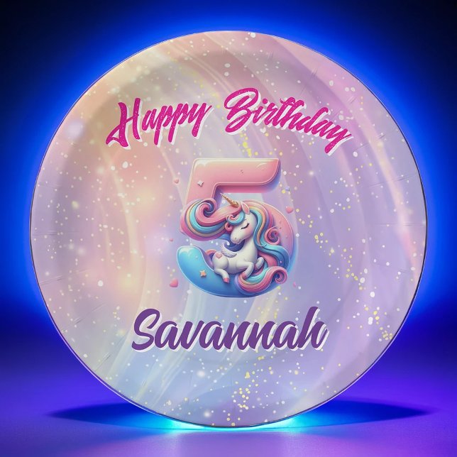Assiettes En Carton Unicorn chatoyante 5e Plaques d'anniversaire joyeu (Créateur téléchargé)