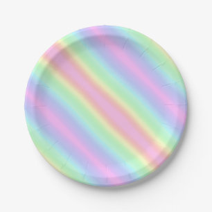 Assiettes En Carton Unicorn Cute Pastel Rainbow Stripes Gradient