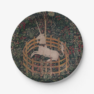 Assiettes En Carton Unicorn Hunt Medieval Art - Unicorn Rests in Garde