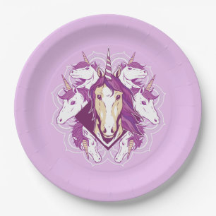 Assiettes En Carton Unicorn Mandala
