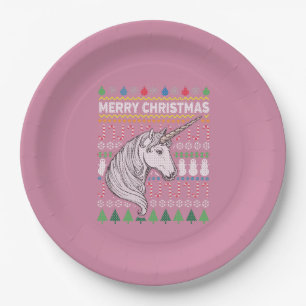 Assiettes En Carton Unicorn Ugly Christmas Sweater Wildlife Series